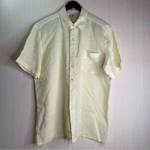 Kahuna Bay Men's 100% Washable Linen Beach Shirt Lightweight Pale Yellow XL